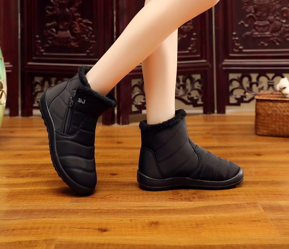 WEISHIMIBANG Snow Cold Weather Short Casual Fleece Ultra Lightweight Size Women's Boots, Boots, Boots, Style, Warm, Lining, Non-Slip, (Black, 25)