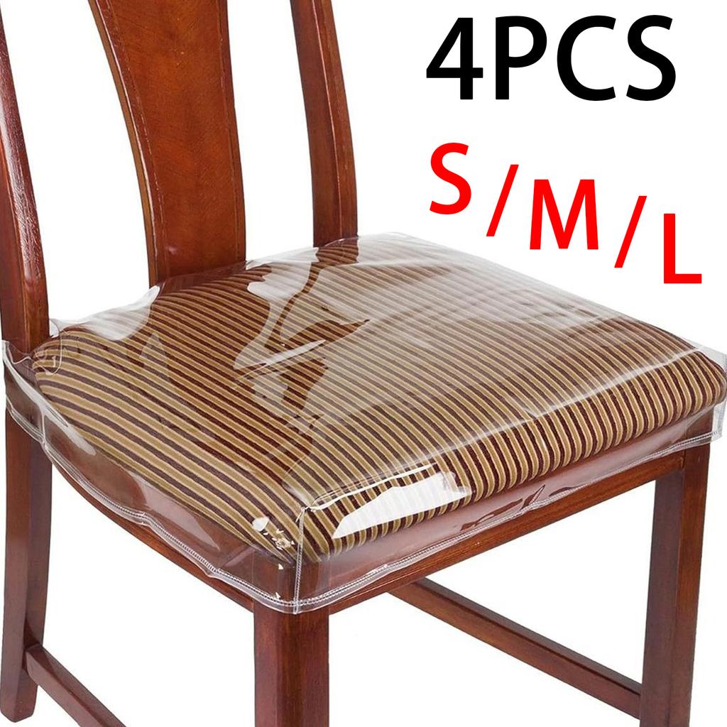 4 Pezzi Coprisedie Trasparenti per Sala da Pranzo Spessi Impermeabili in PVC Proteggi Sedile Antipolvere Cucina Matrimonio Banchetto Coprisedia