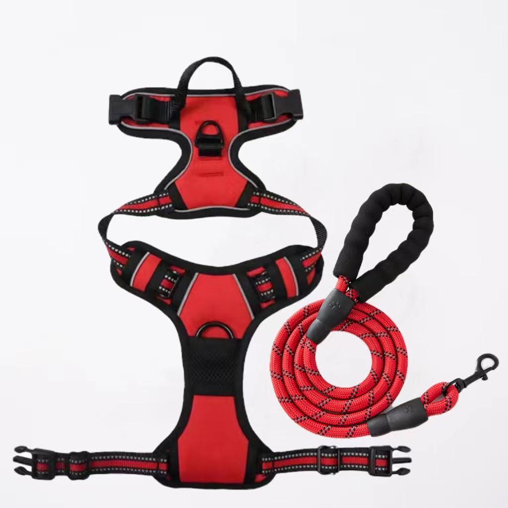 Reflective Nylon Dog Harness and Leash for Large Breeds