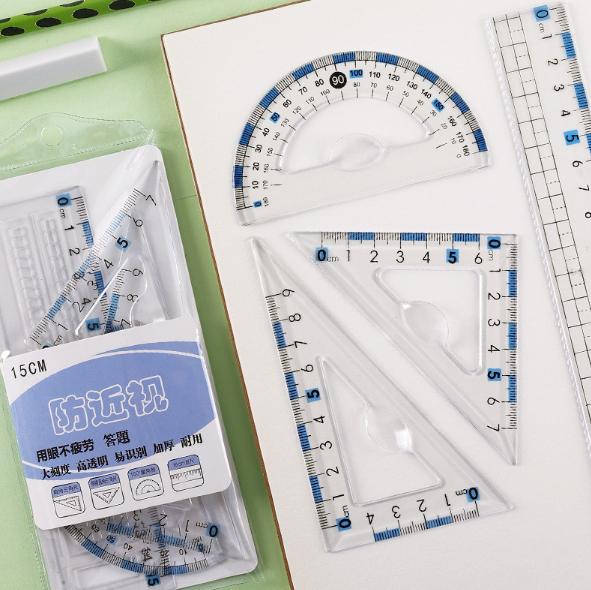 

Набор из 7 геометрических математических инструментов для рисования, многофункциональный циркуль, транспортир, линейка, ластик светло-синий