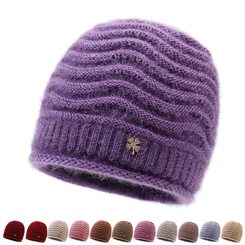 Strickmütze Damen Herbst Winter Warm Pullover Mütze Elastische Wollmütze Outdoor Ärmelmütze