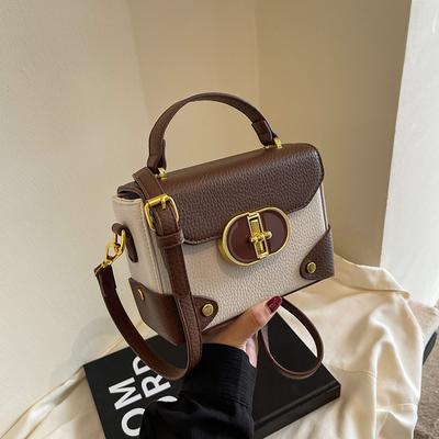Women Crossbody Bags  Light Luxury Handbag Contrast Colors Box Purses Girls Shoulder Bag Portable Commute Small Square Bags
