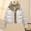 Zimní silná teplá dámská péřová bunda Korejská móda Barevný blok Vatovaná bunda