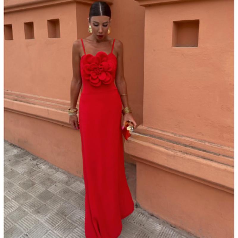 Letní Květinové Sexy Jednobarevné Dlouhé Šaty Dámská Móda Y2k Elegantní Šaty Bez Zad Dámské Šik Bez Rukávů Rybí Ocas Slim Párty Oblečení