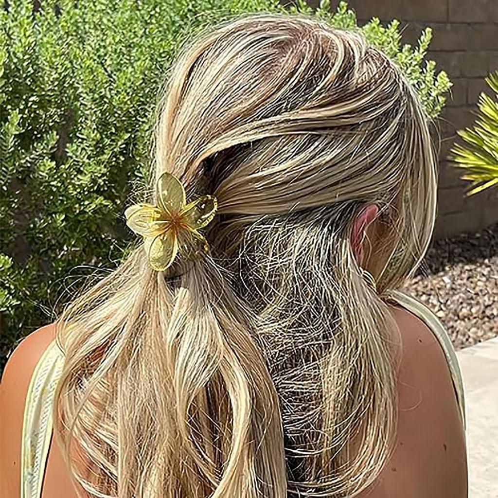 Hairpin Flower Hair Clip Cute Grab Clip Plastic Large Hair Claw Geometry Blingbling Transparent Hair Clip Vacation