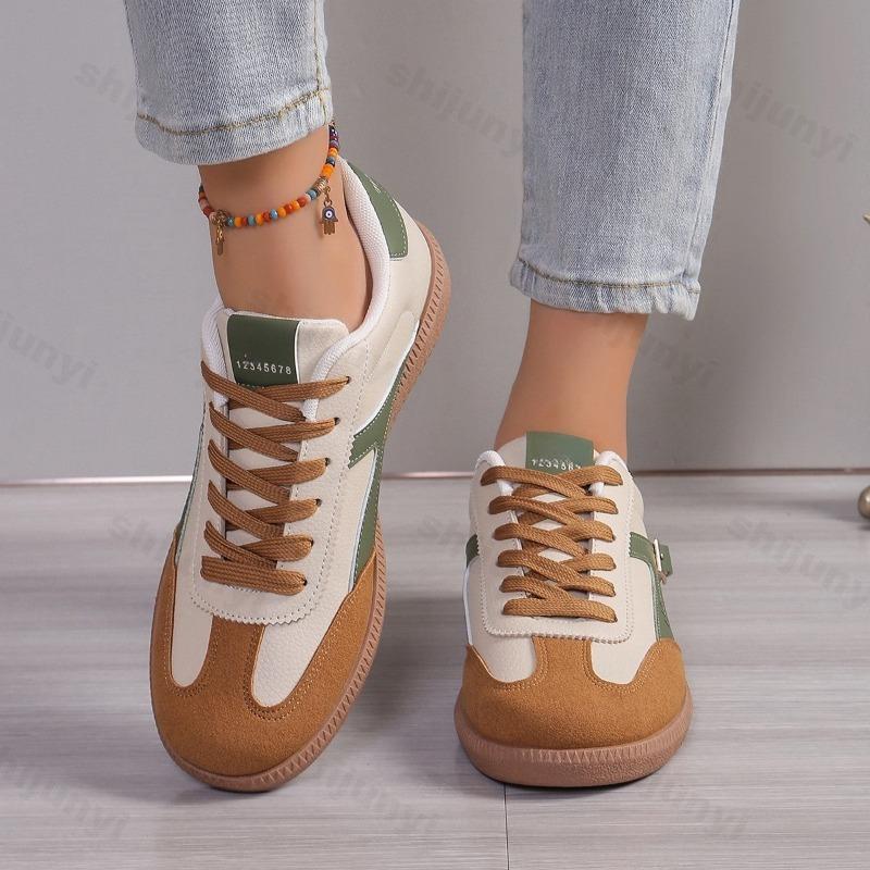 Fashion Women's Casual Shoes 2025 Buckle Sneakers Soft Bottom Anti-Slip Flat Bottom Board Shoes Retro Sports Comfortable Leisure Shoes