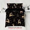 3-piece Christmas themed reindeer pattern print (1 duvet cover+2 pillowcases, no core) soft bedding set