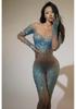 Women's Crystal Mesh Jumpsuit for Pole Dance Stage Performance