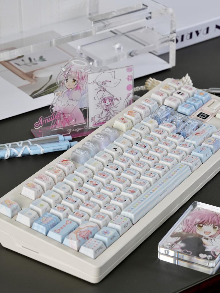 Guardian Cartoon Sweetheart Keycaps Pbt Five-Sided Sublimation Keycaps Pink Blue Cute Side Engraved Keyboard Customized Keycaps
