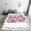Cute Axolotl Loves Strawberry Milk Doodle Blankets Soft Warm Flannel Throw Blanket Cover for Bed Living room Picnic Travel Home