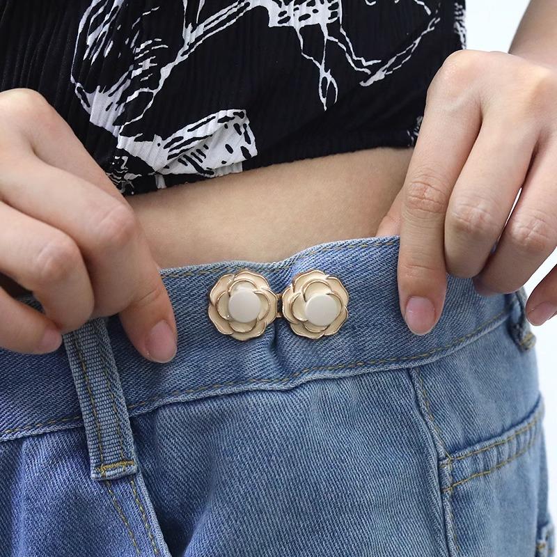 

Camellia Waist-cinching Button Is A Magic Tool for Tightening The Waistband and Adjusting The Size. QQ Needle No Need for Sewing білий