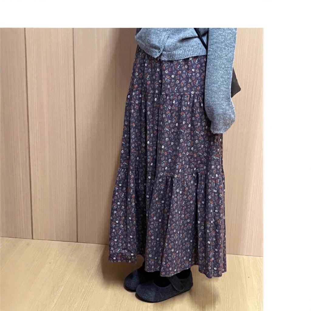 Women's Autumn 2025 Elastic Waist Floral Print Midi Skirt - Soft, Loose, Versatile Over-the-Knee Skirt