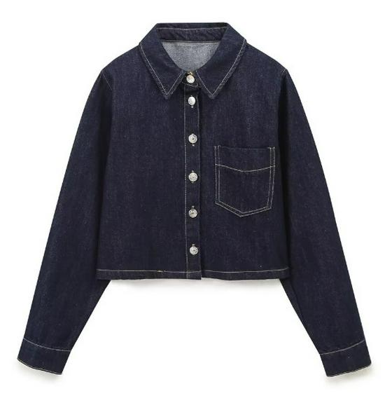 European and American Women's Casual Long-Sleeve Denim Shirt