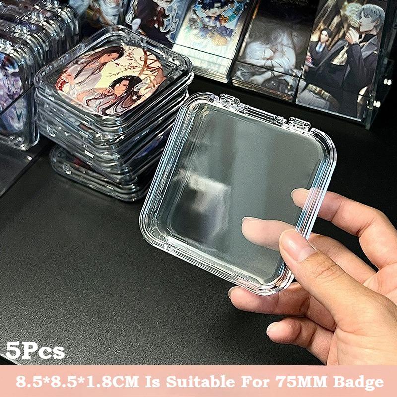 1-10Pcs Transparent Badge Acrylic Storage Box/Rack Dust Protection Storage Box Peripheral Badge Storage Collection Protection