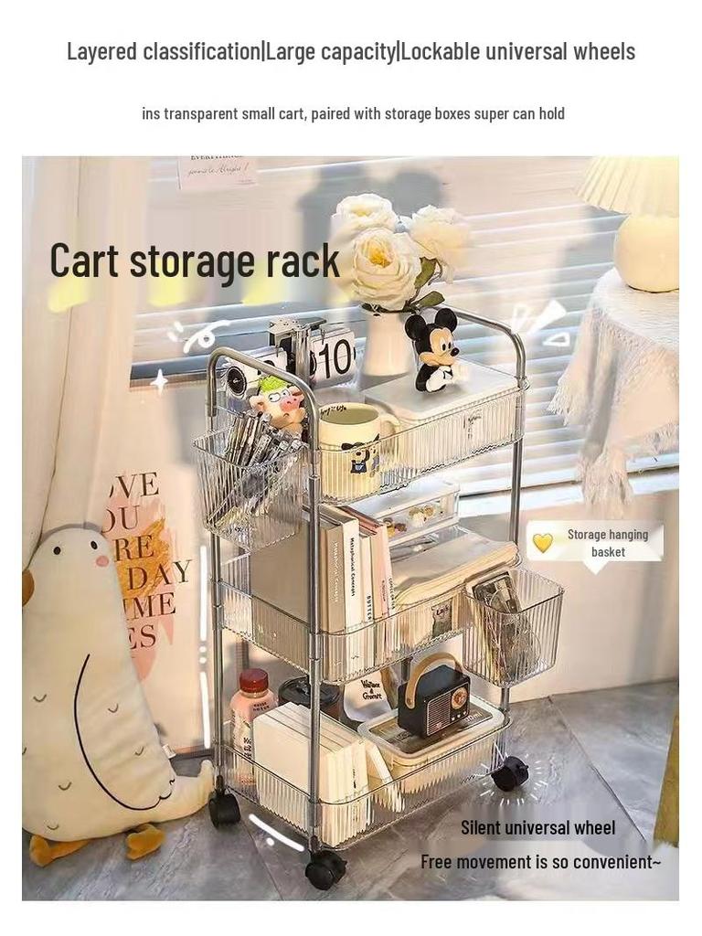 Compact Transparent Acrylic Floor-Standing Storage Rack for Kitchen, Living Room, or Bedroom - Multi-Layer for Cosmetics or Snacks