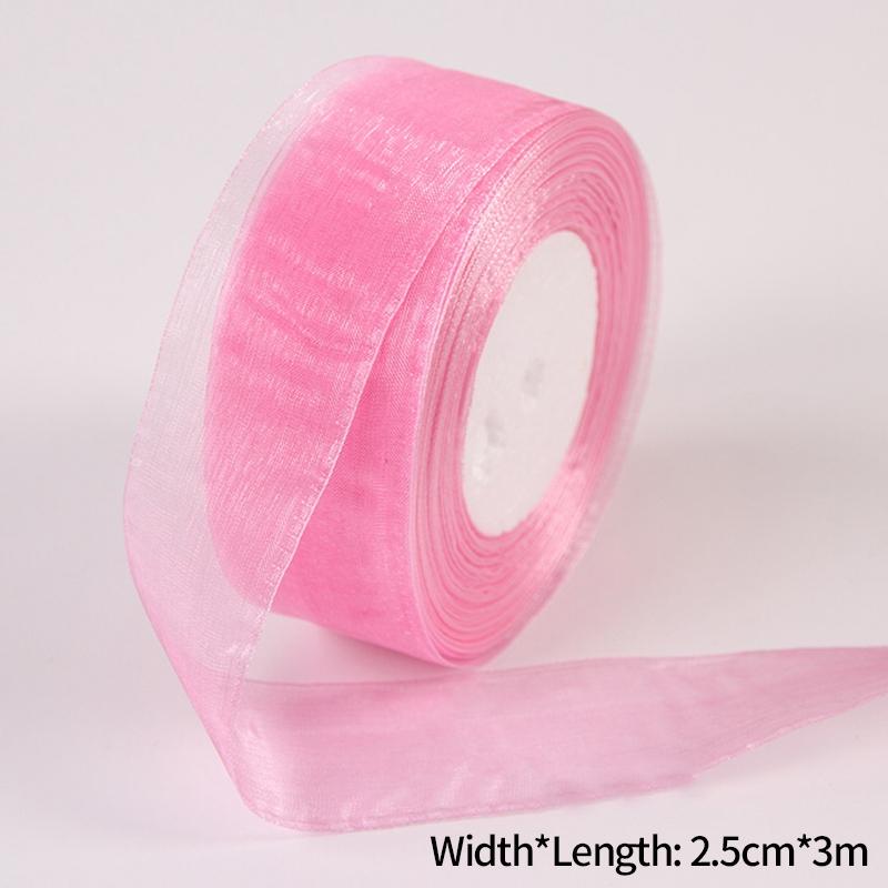1Roll Sheer Organza Ribbon Chiffon Silk Ribbon for DIY Craft Gift Wrapping Christmas Decoration Wedding Bouquet Sewing Supplies