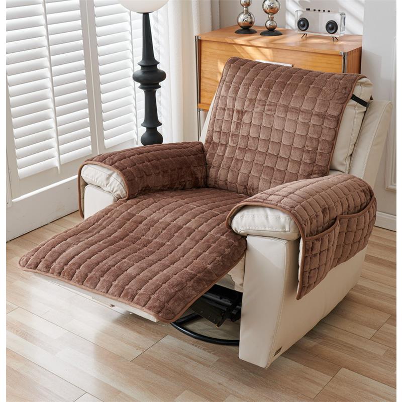 Winter Siamese Sofa Cushions Simple Modern Solid Color Plush Plaid Sofa Set