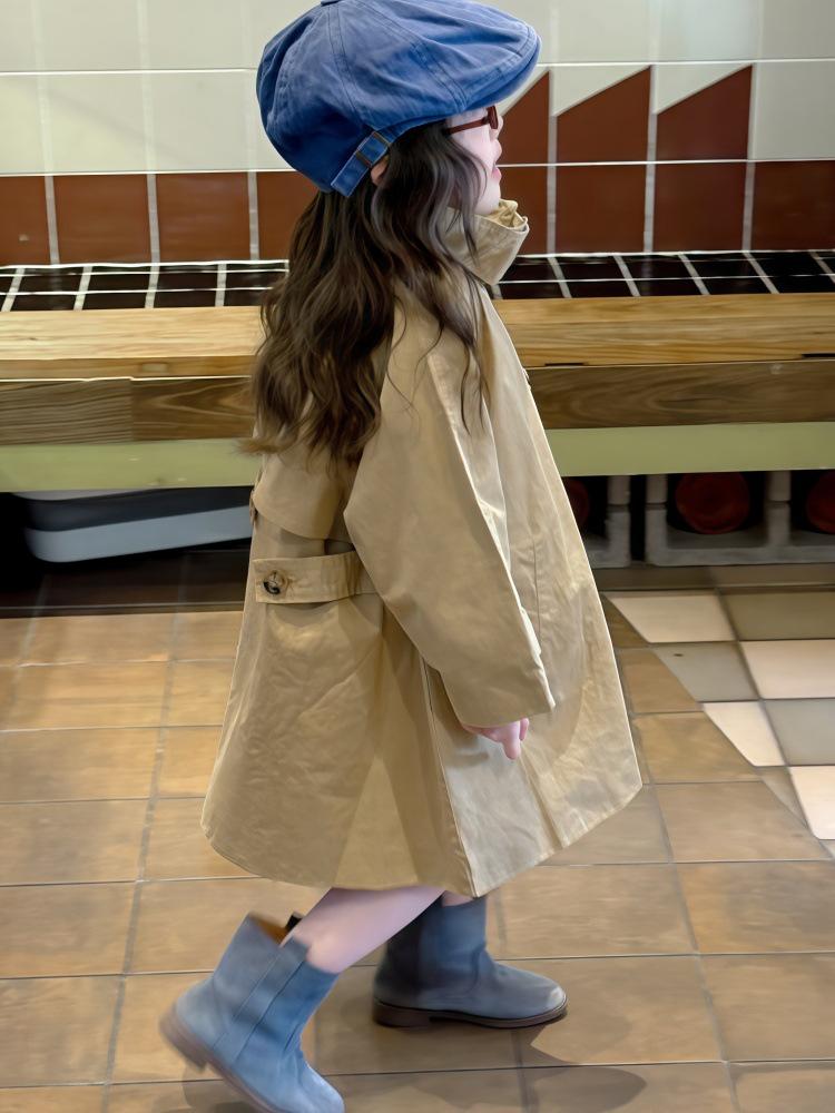 2025 British Style Mid-Length Windbreaker for Girls - Early Autumn Collection