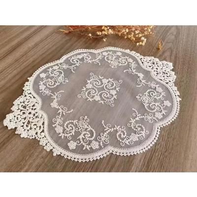 Retro Lace Placemats French Crochet Doilies Handmade Embroidered Table White Place Mats Cup Mat