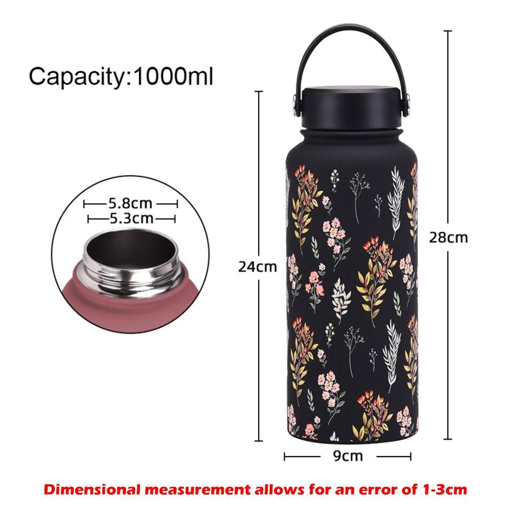 1L Capacity Stainless Steel Vacuum Cup Stainless Steel Material Printed Design Portable Sports Kettle Large Capacity