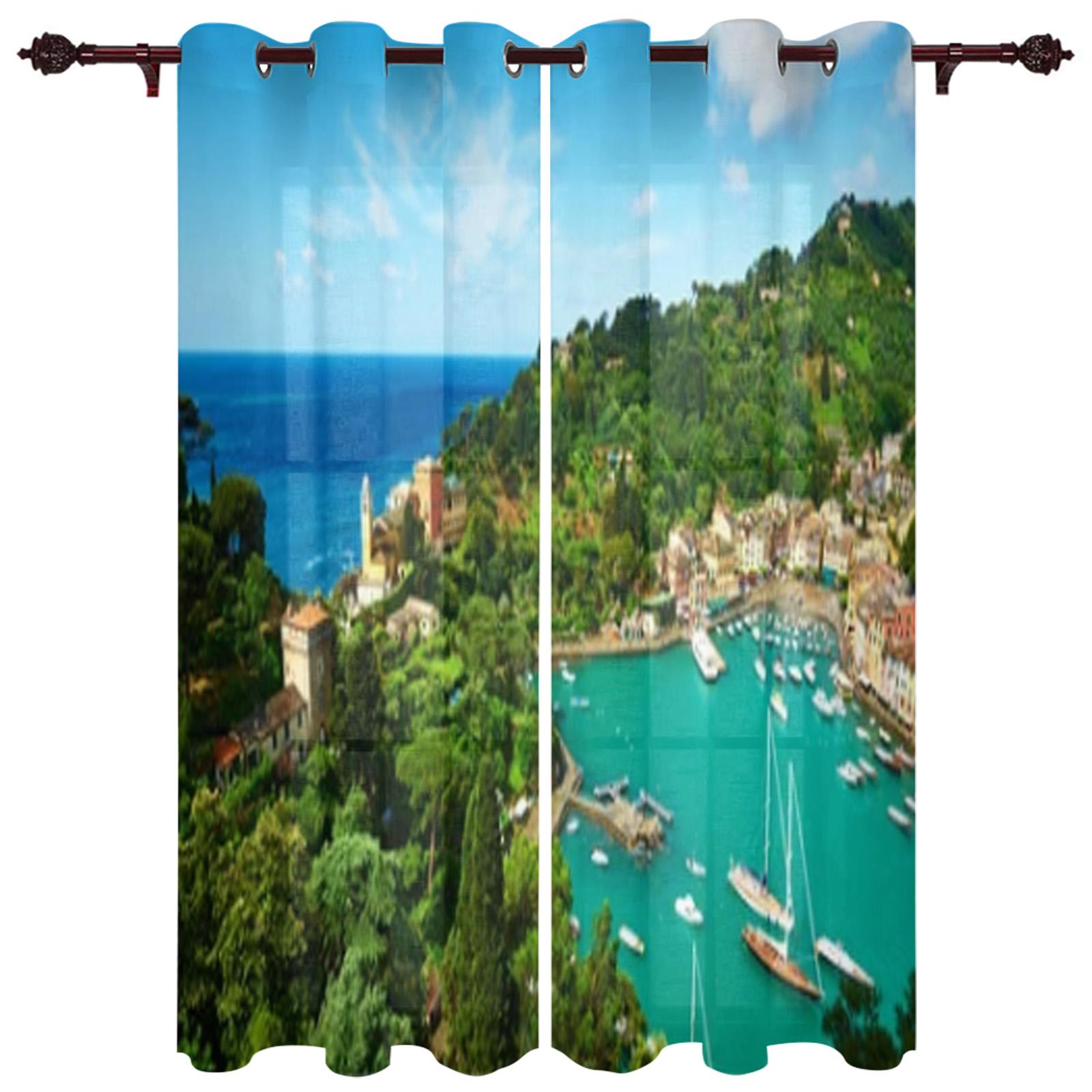 

Занавеска на окно с пляжными камнями и небом, современный европейский стиль, занавеска для спальни, гостиной, фоновая занавеска 135W x 60H(cm) x1