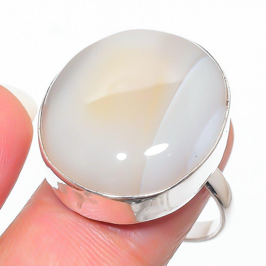 

Кольцо из стерлингового серебра 925 пробы с натуральным агатом Монтана ручной работы, размер 9 y3a15