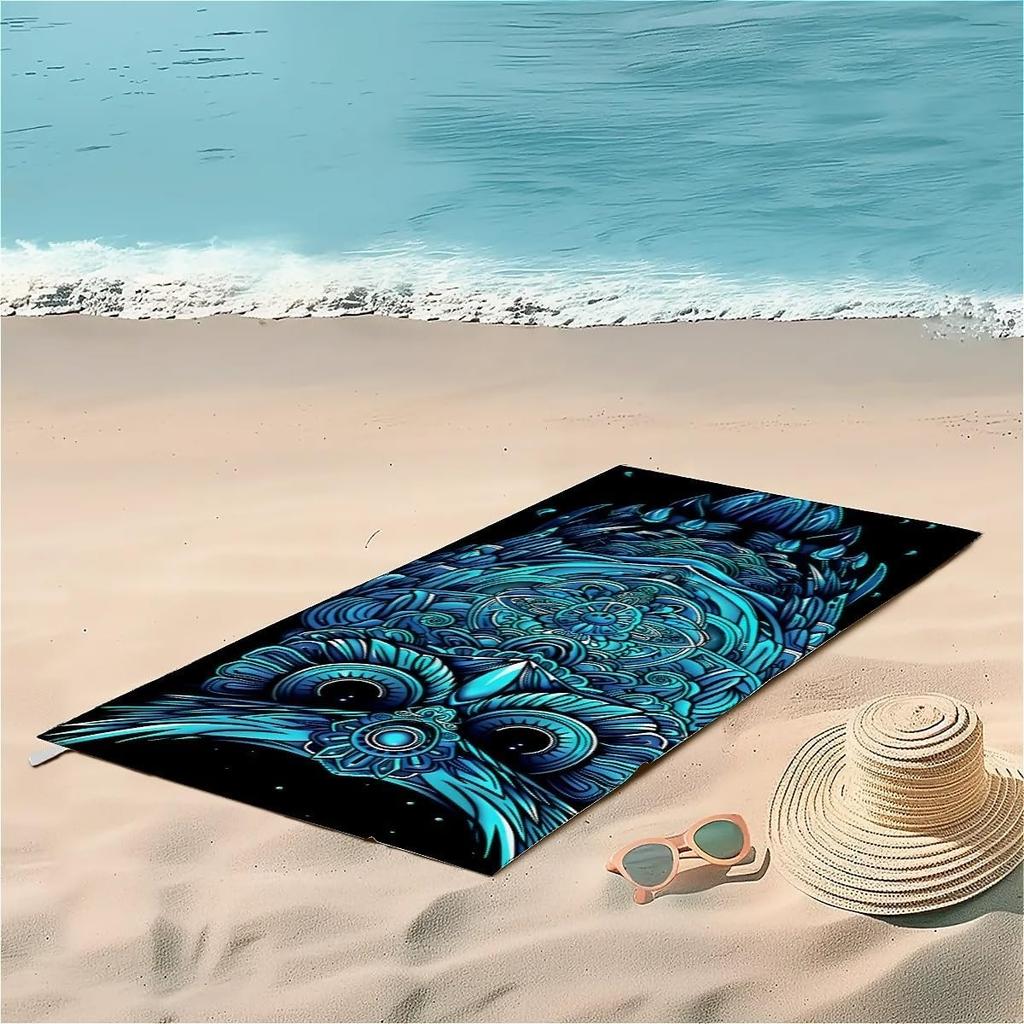 Owl Lines Pattern Beach Towel for Family Stuffs Friend Gift Quick-Dry Sand Free For Bath Yoga Beach Camping Swimming GYM Travel