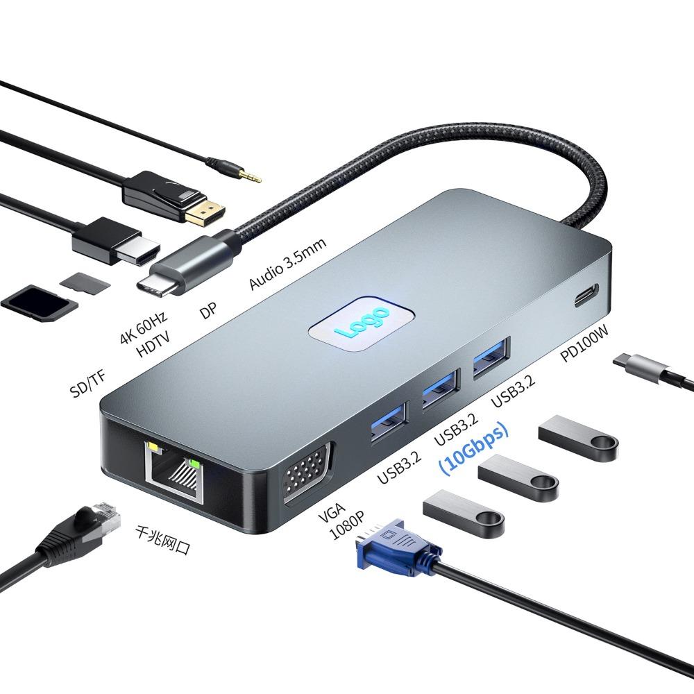 11 in 1 Type C Docking Station USB 3 2 Expander with Gigabit Ethernet Port for Laptop