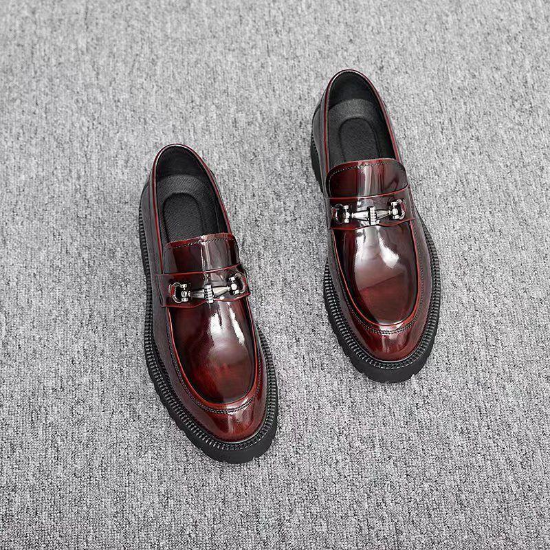 Spring Men's Formal Business Leather Shoes Men's Round Head British Patent Leather Glossy Men's Shoes Genuine Leather Casual Leather Shoes Men's Trend