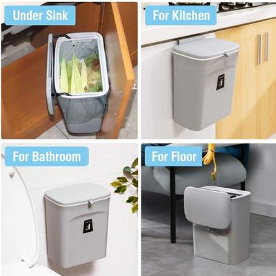 7L/9L Wandmontierter Mülleimer mit Deckel, Mülleimer, Küchenschranktür, hängender Mülleimer, Auto-Recycling-Mülleimer