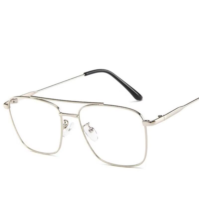 Double Beam Blue Blocking Light Square Prescription Glasses For The Nearsighted Vintage Metal Multifocal Progressive Spectacles