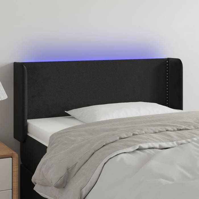 VidaXL Tête de Lit à LED Meuble de Chambre à Coucher Accessoire de Lit Simple Tête de Cadre de Lit Intérieur Noir 3123134