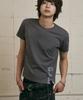 LANARCHIVE [0137] Side Lettering Rope Short Sleeve T-Shirt - Charcoal