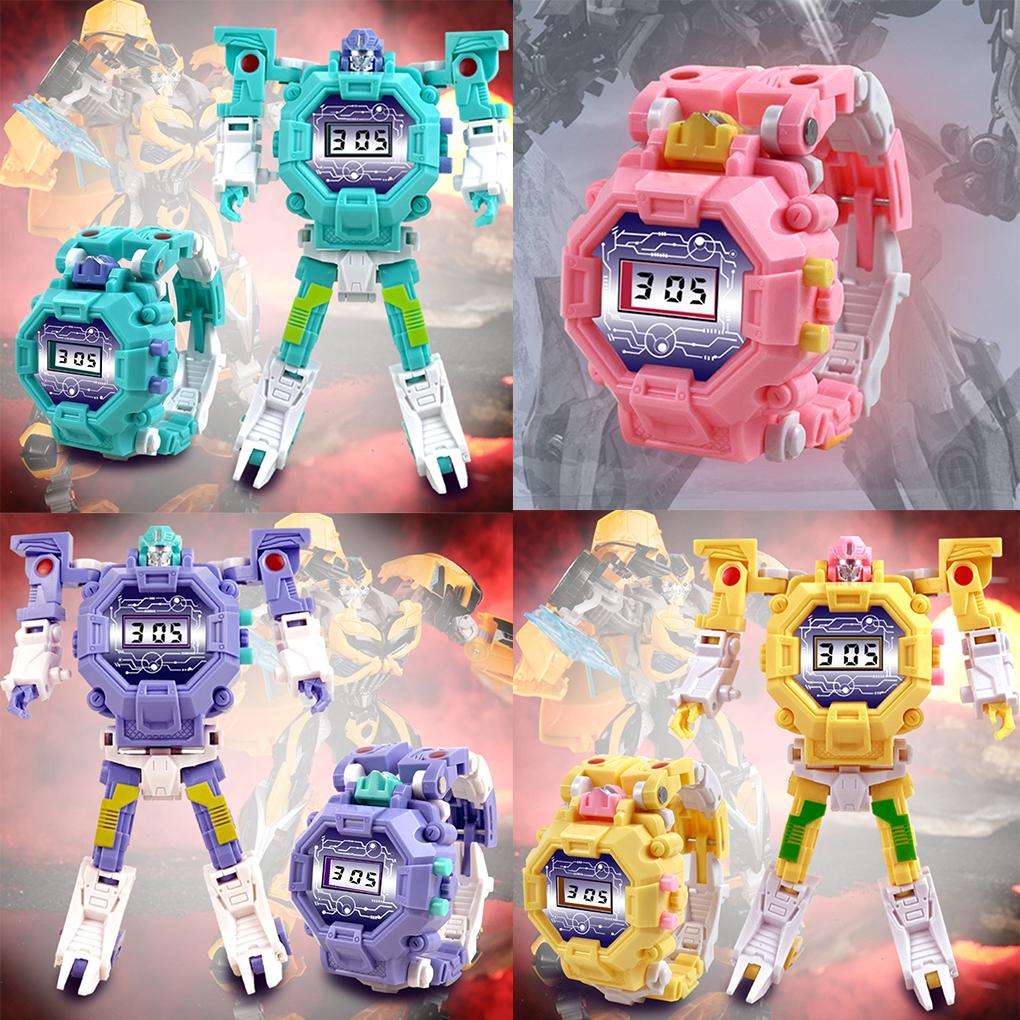 2 In 1 Robot Transformation Wristwatch Toy Boy Children Electronic Robot Sport Watch Birthday Xmas Gift