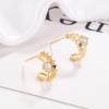 French Retro Opal Texture Zircon Stud Earrings Women, Commuter Earrings Earrings