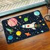 1PC Rocket & Planets Pattern Kitchen Rug Non-Slip Door Mat Pop Design Bathroom Rug Bath Mat Carpet for Home Sink Laundry Decor