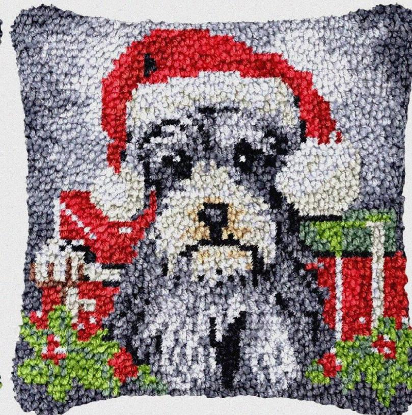 Christmas Deer Latch Hook Kit Santa Claus Knot Pillow Package Embroidery Latch Hook Kits Cushion Pillowcase Set For Needlework