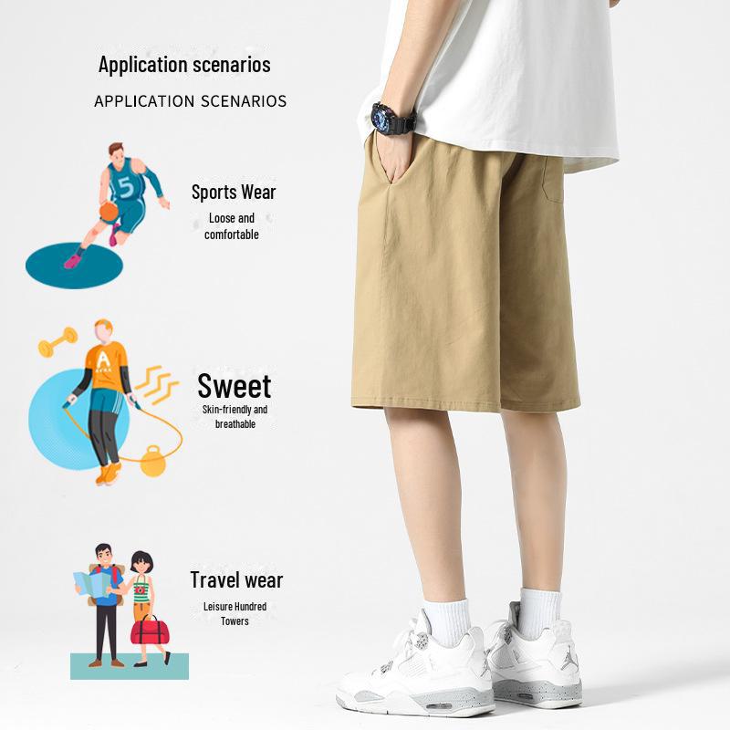Men's Army Green Cotton Casual Work Shorts - Summer Loose Fit
