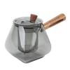 Water Separation Tea Pot 500ML Glass Tea Brewing Kettle with Wood Side Handle Removable Infuser for Electric Ceramic