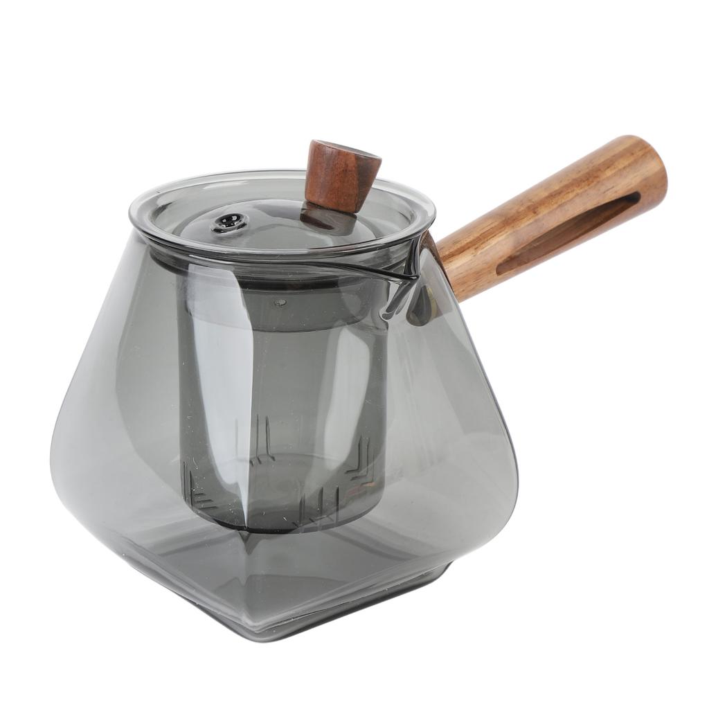 Teekanne zur Wasserabtrennung 500 ml Glas-Teezubereitungskessel mit Holzseitengriff Herausnehmbarer Siebeinsatz für elektrisch-keramische