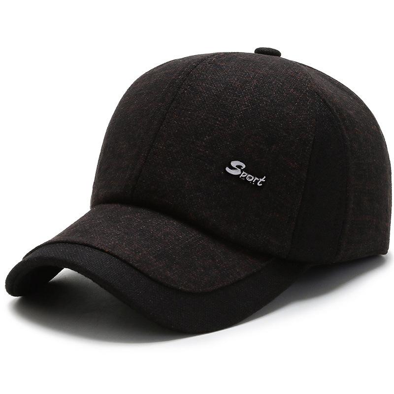 

Hat For Middle Aged And Elderly Woolen Old Man Hat Winter Warm Baeball Cap Ear Protection Dad Grandpa Dad Hat Adjustable