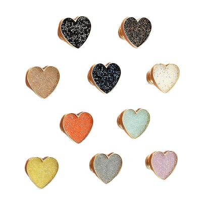 2Pcs Drawer Handle Originality No Punching Cartoon With Diamond Modern Drawer Knob Pull Love Shape Metal Base