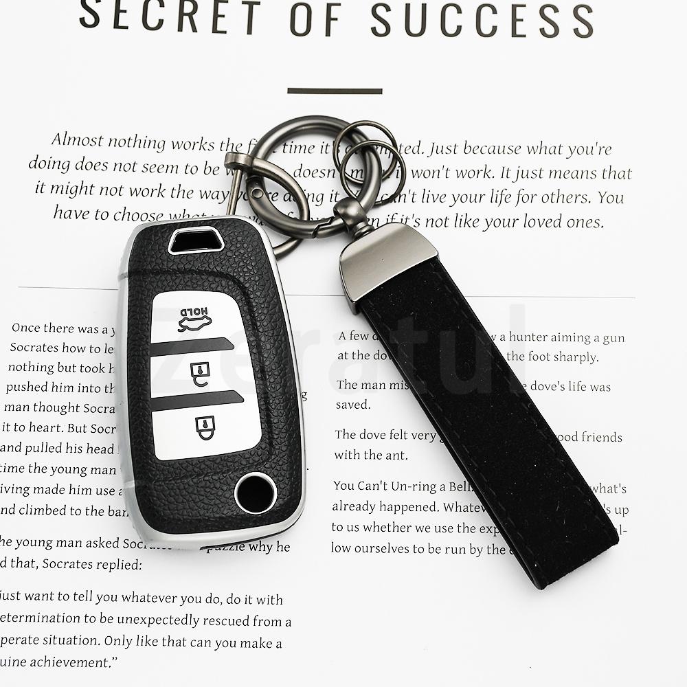 Leather Tpu Auto Car Key Case For Hyundai Elantra Solaris Tucson I30 I35 I40 Kona Genesis Santa Fe Azera Cover Holder Shell Fob