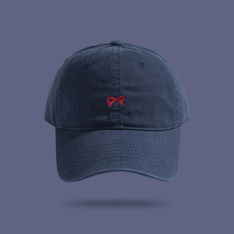

Bow embroidered hat women s spring and autumn new versatile face cap soft top casual baseball cap tide Adjustable тёмно-синий