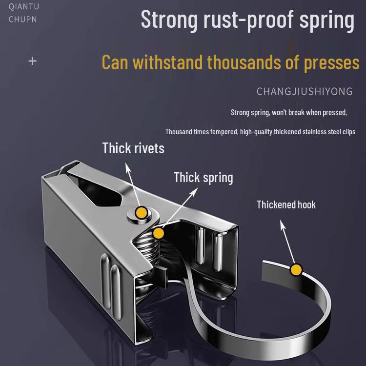 Clipsuri Puternice din Oțel Inoxidabil pentru Perdeaua de Duș cu Cârlige - Îngroșate, cu Capacitate Mare de Încărcare și Design Vechi
