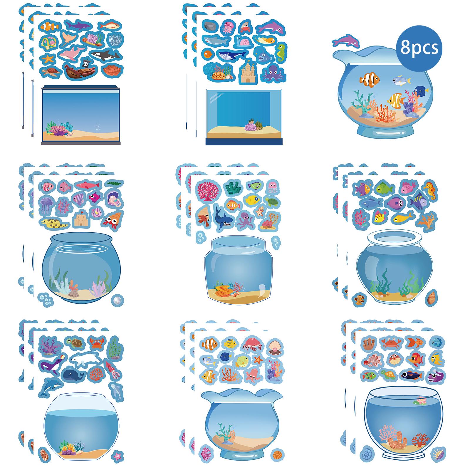 

8 листов наклеек-пазлов «Мечтательный аквариум»: Аниме Пресноводные растения и рыбы для журналов