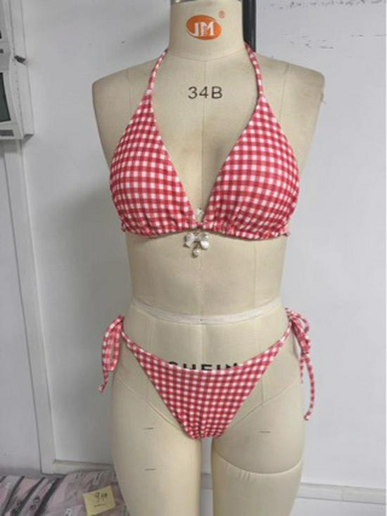 2024 European & American Women's Sexy Printed Tie Bikini Set