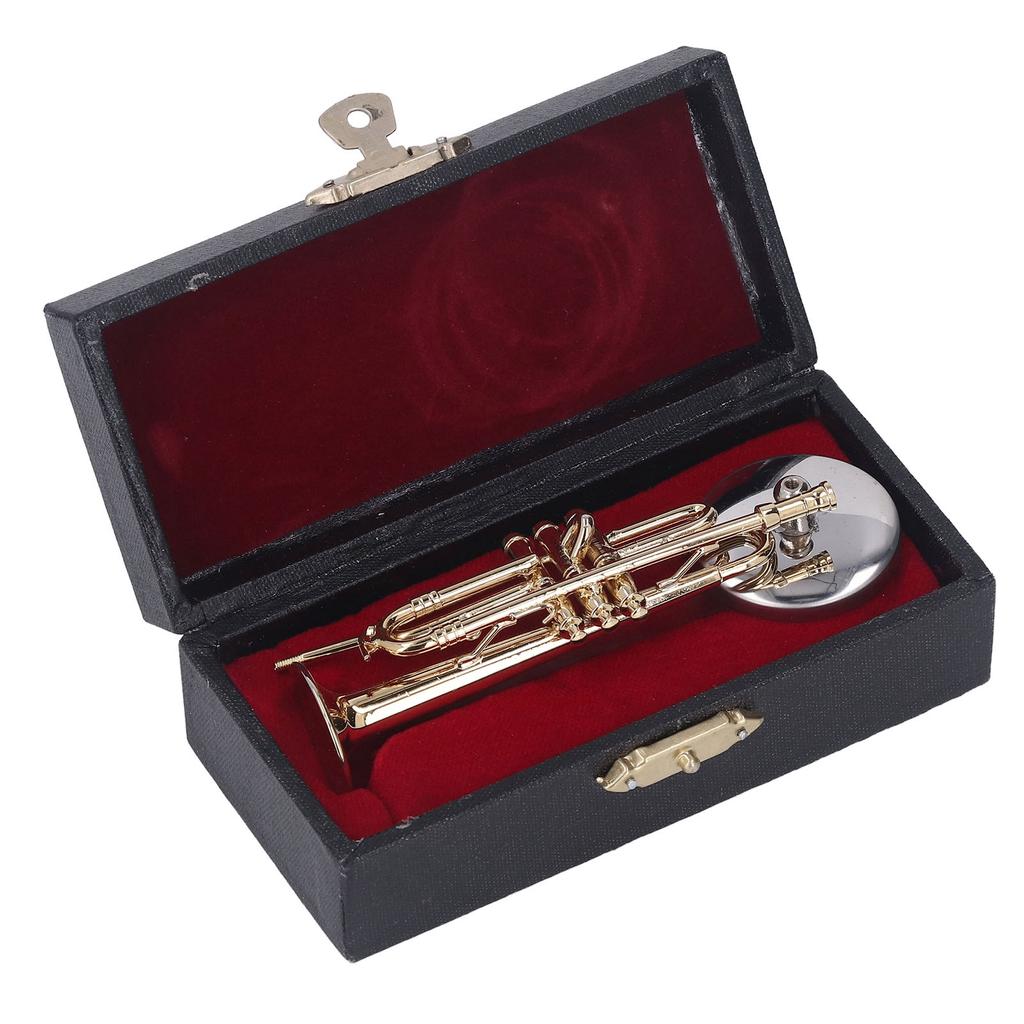 Miniature Trumpet Durable Brass Exquisite Design Romantic Vibes Mini Trumpet Model with Stand Case