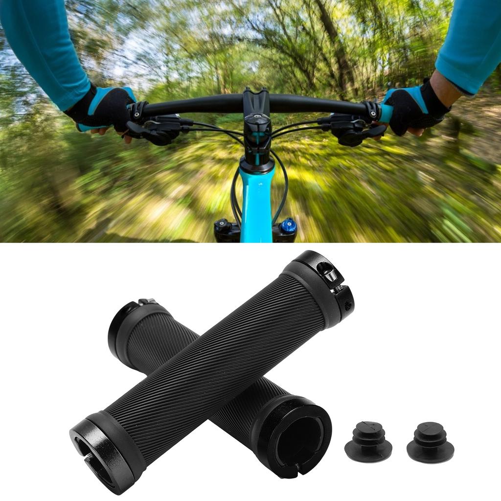 2pcs Bike Grips Rubber Anti Slip Handlebar with Plastic Covers for 22mm Road Mountain Replacement