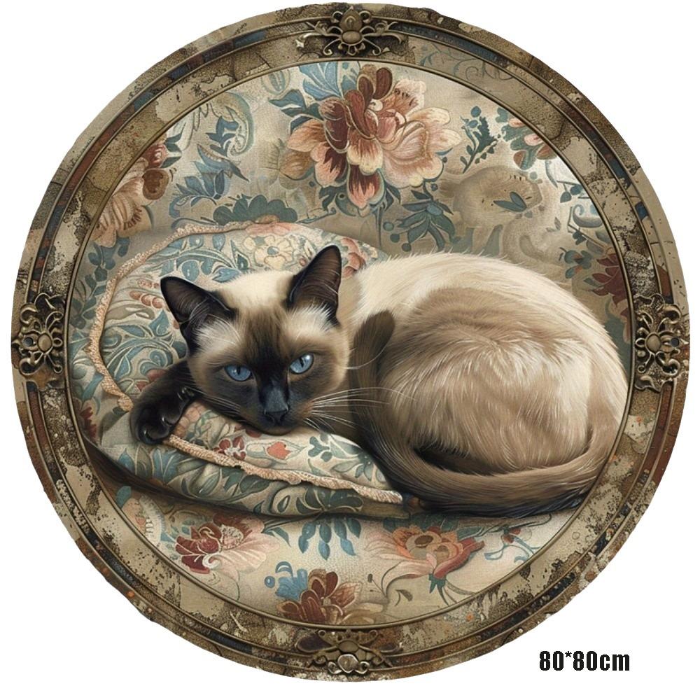 Non-Slip Mandala Area Rug Moon Star Print Cat Shaped Carpet Sofa Coffee Table Decor
